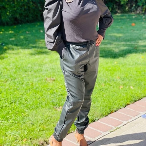 #68 Gina Faux Leather Joggers- Plus Size - Picture 2 of 4